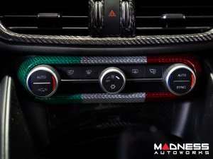 Alfa Romeo Giulia Air Conditioning Dash Bezel - Carbon Fiber - Italian Theme - Pre '20 - Feroce Carbon 